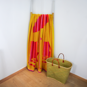 Serviette de plage éponge velours Jacquard jaune 140x180cm Malta