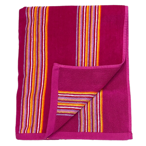 Serviette de plage éponge velours jacquard MILONGA fuschia taille L