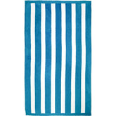 drap de plage rayé bleu canrad et blanc