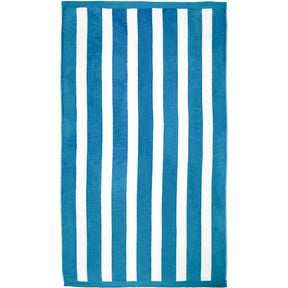 drap de plage rayé bleu canrad et blanc