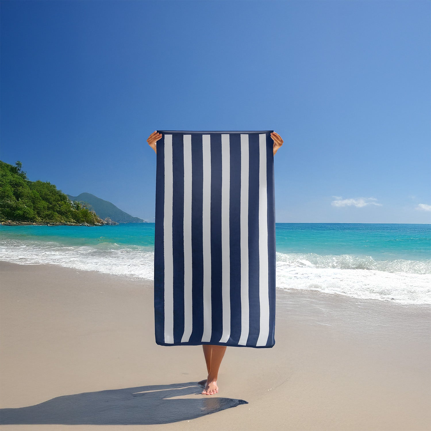 drap de plage bahia navy adulte épongé velours