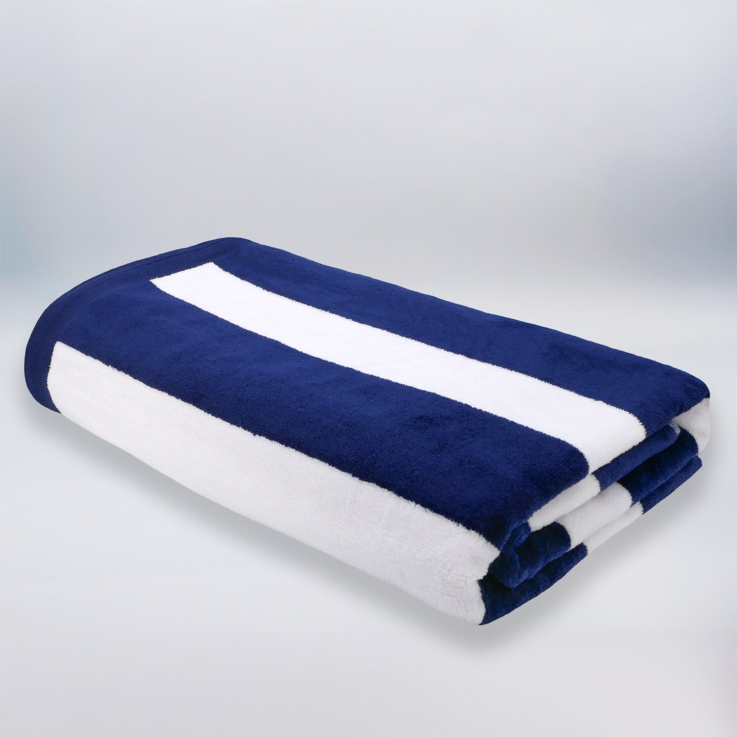 drap de bain rayé marine et blanc bahia