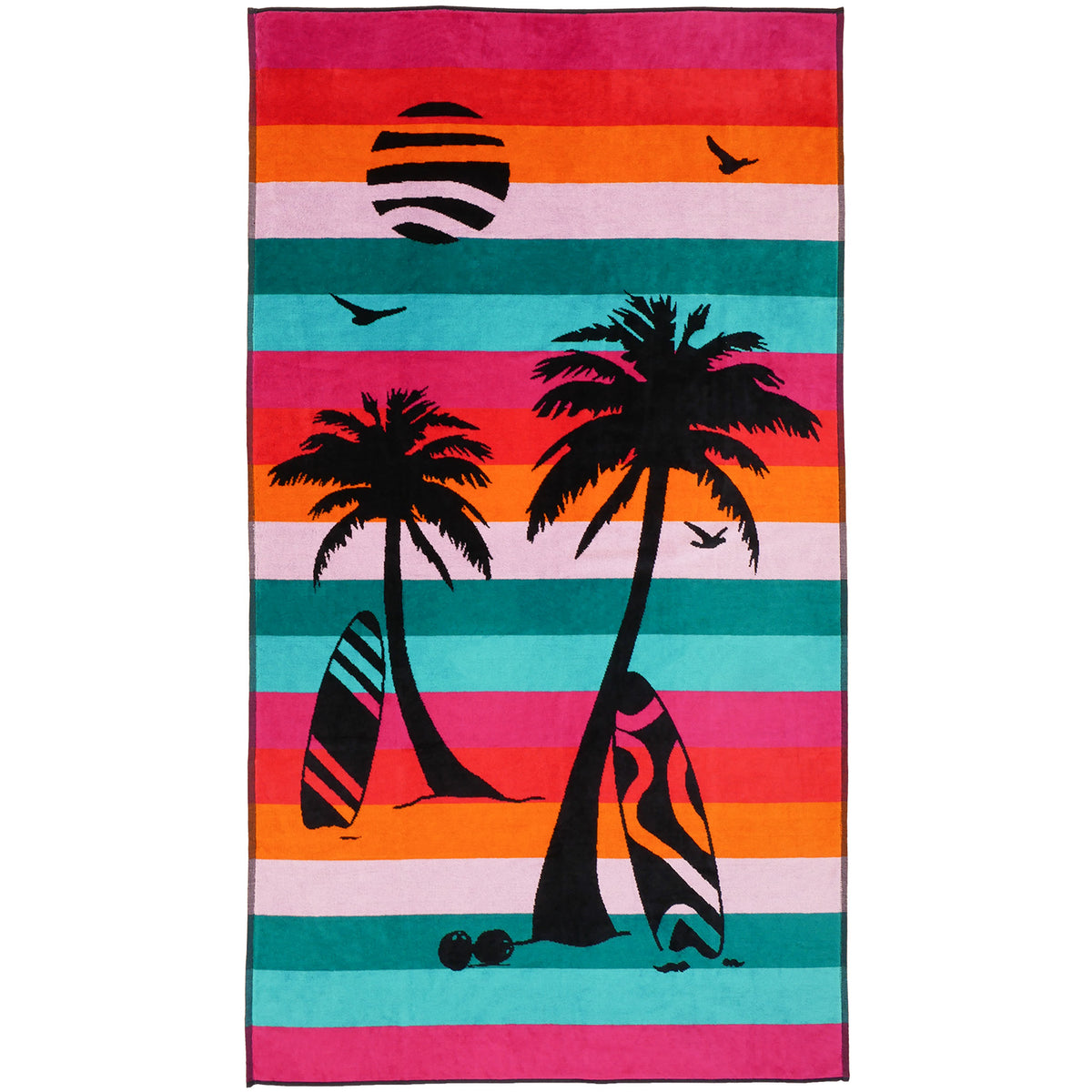 Serviette de plage éponge velours jacquard Maupiti 100x175cm Taille L _Rayures_