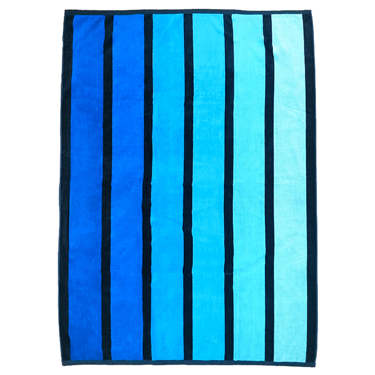 Serviette de plage éponge velours jacquard Happy blue 140x180cm Taille XL _Rayures_