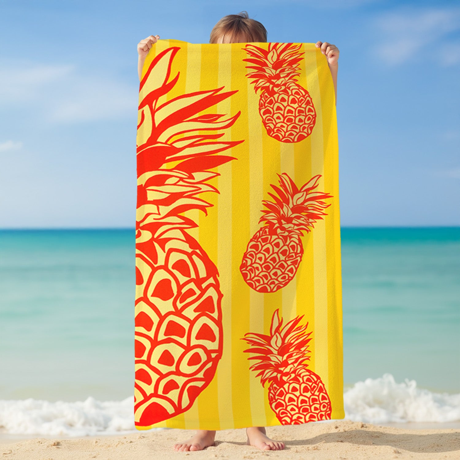 Serviette de plage Microfibre 100% polyester Pop-Ananas 75x150cm 220gm²