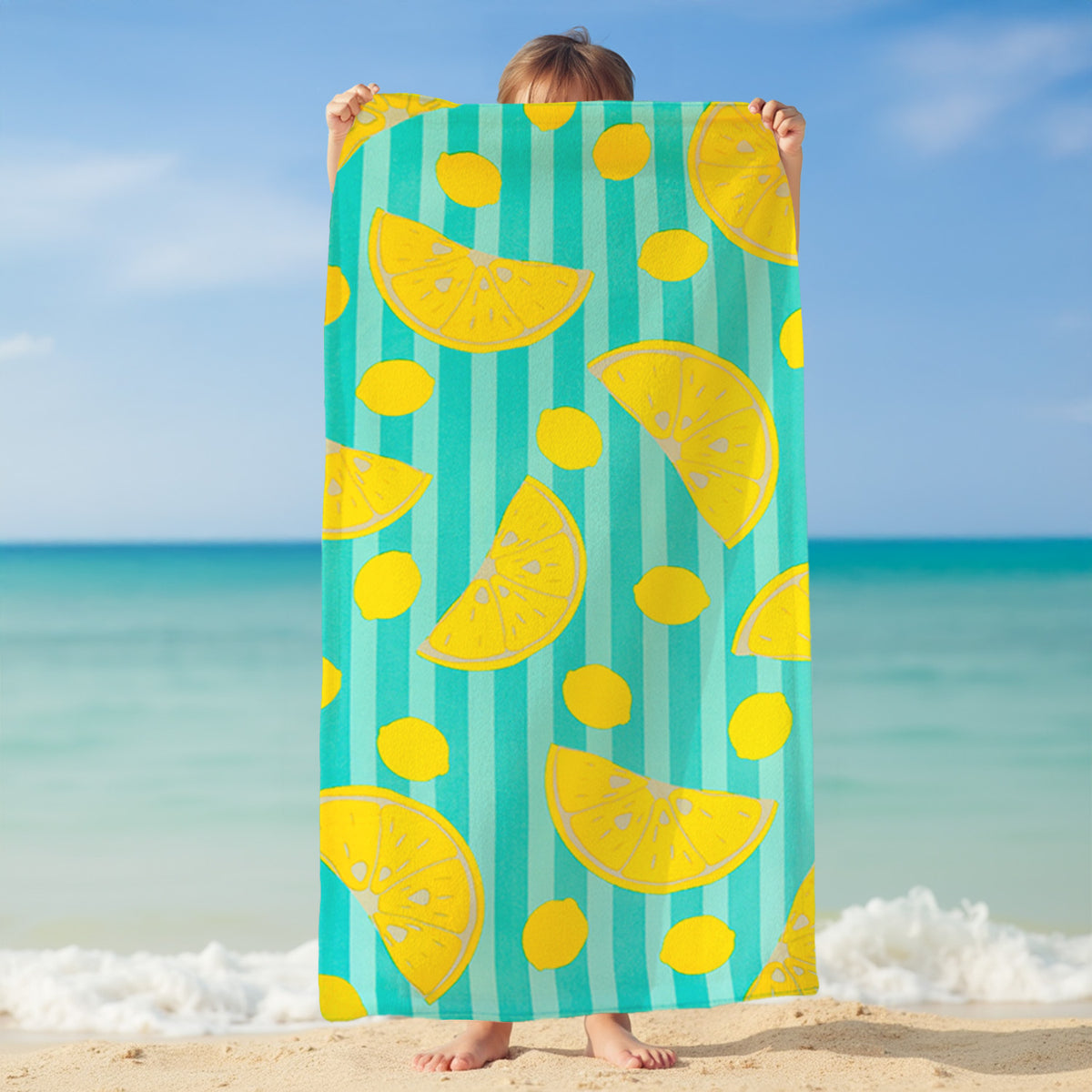 Serviette de plage Microfibre 100% polyester Pop-Citron 75x150cm 220gm²