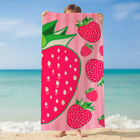 Serviette de plage Microfibre 100% polyester Pop-fraise 75x150cm 220gm²