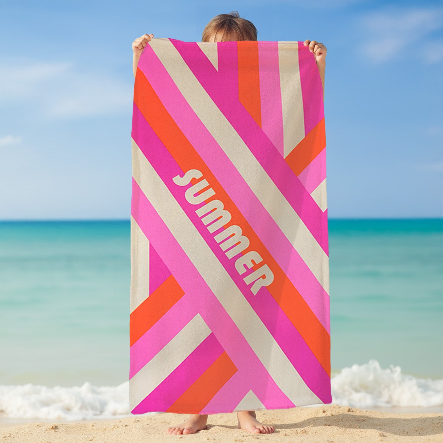 Serviette de plage Microfibre 100% polyester Rayure-Pop  75x150cm 220gm²_Rayure_