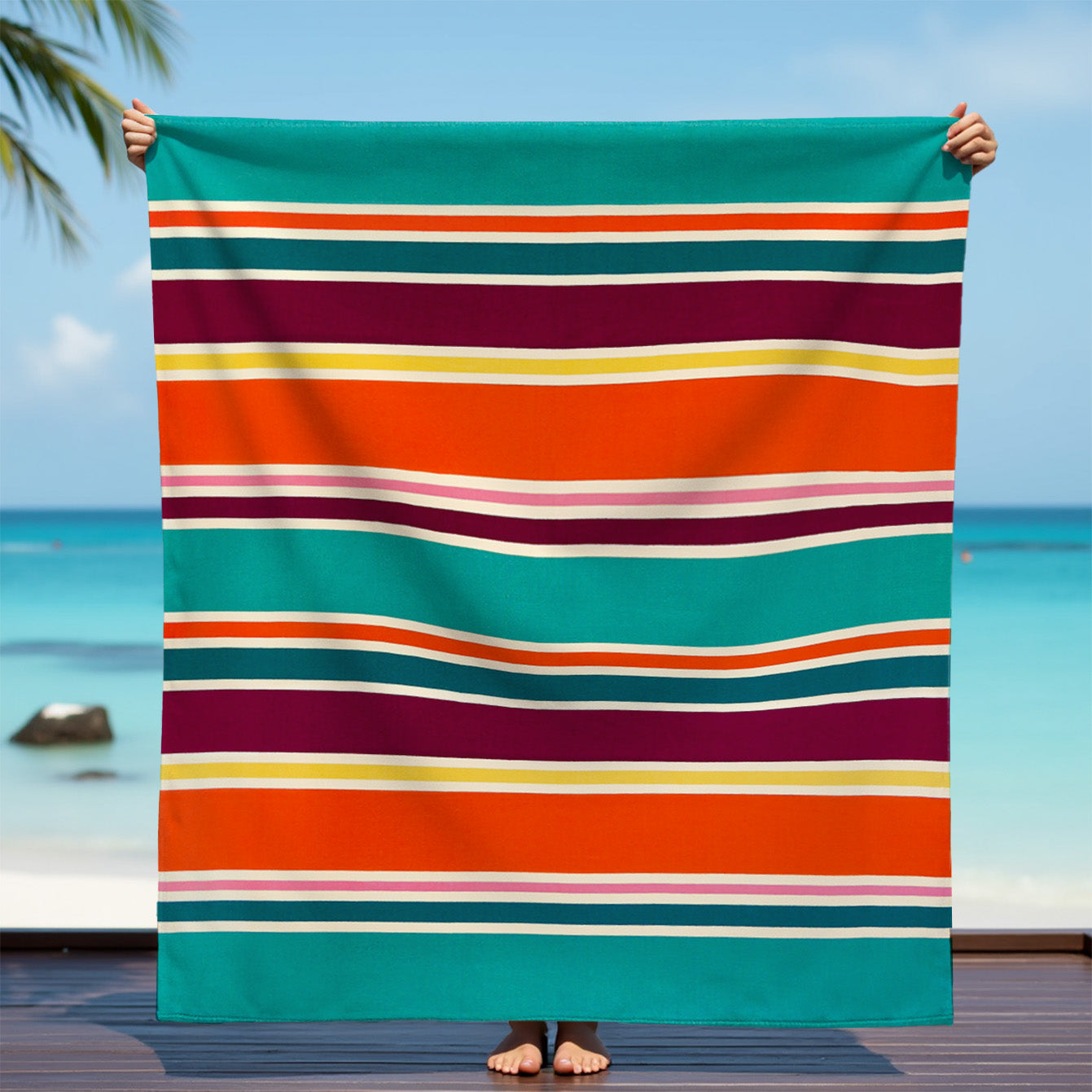 Serviette de plage Microfibre 100% polyester Antiparos 140x170cm Taille XL _Rayures_