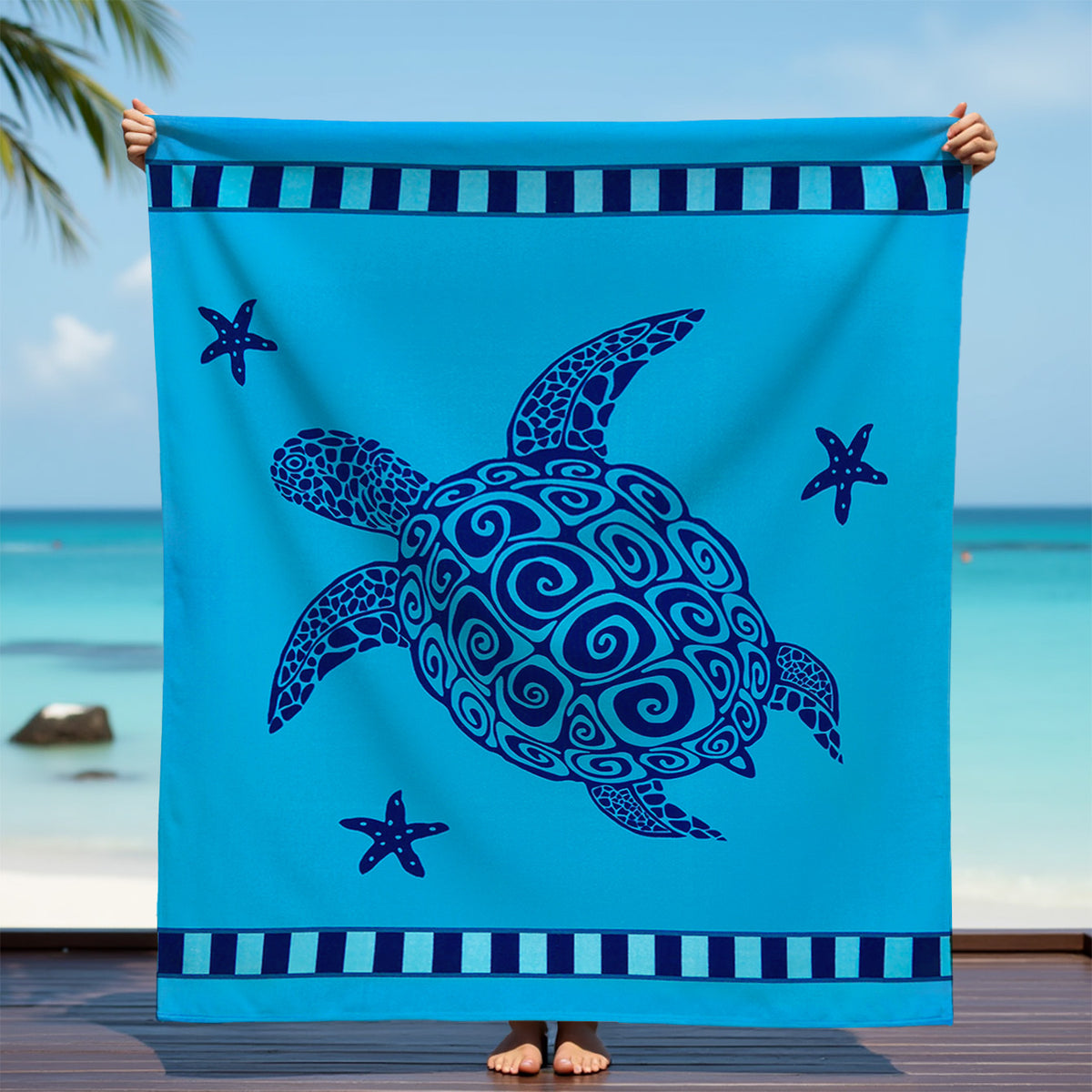 Serviette de plage Microfibre 100% polyester  Galapagos 140x170cm Taille XL