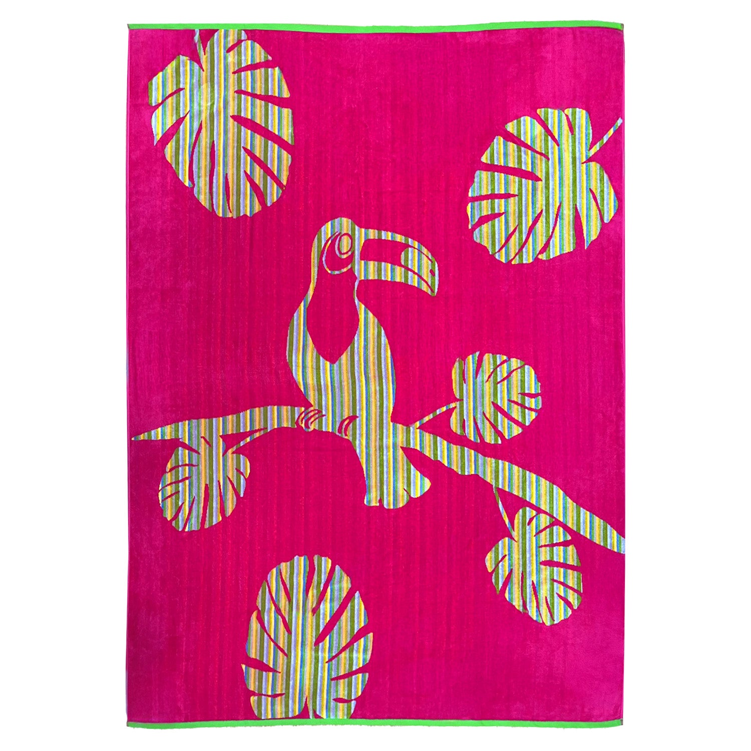 Serviette de plage éponge velours Jacquard rose 140x180cm Cadix