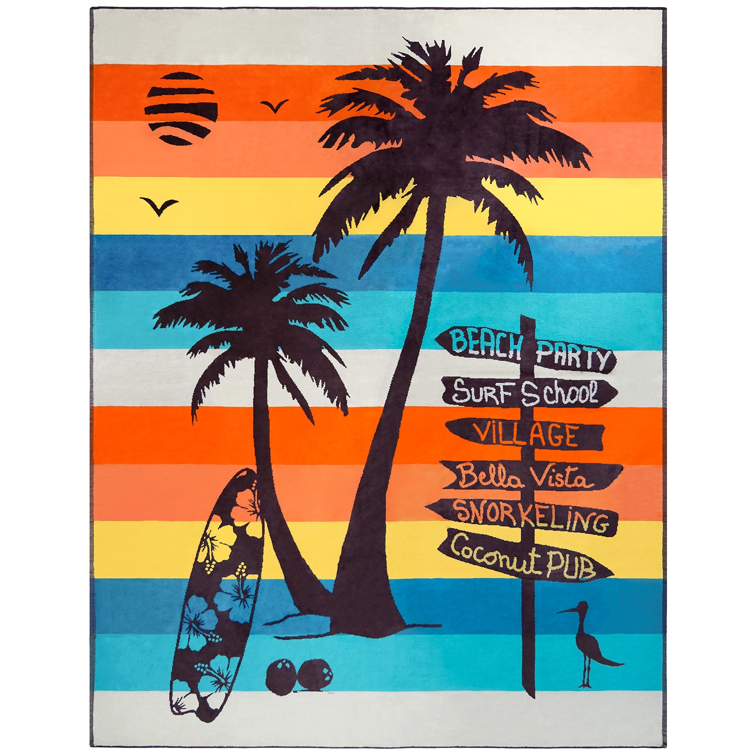 Serviette de plage éponge velours Jacquard Coconut Beach  140x180cm -Taille XL _Rayures_