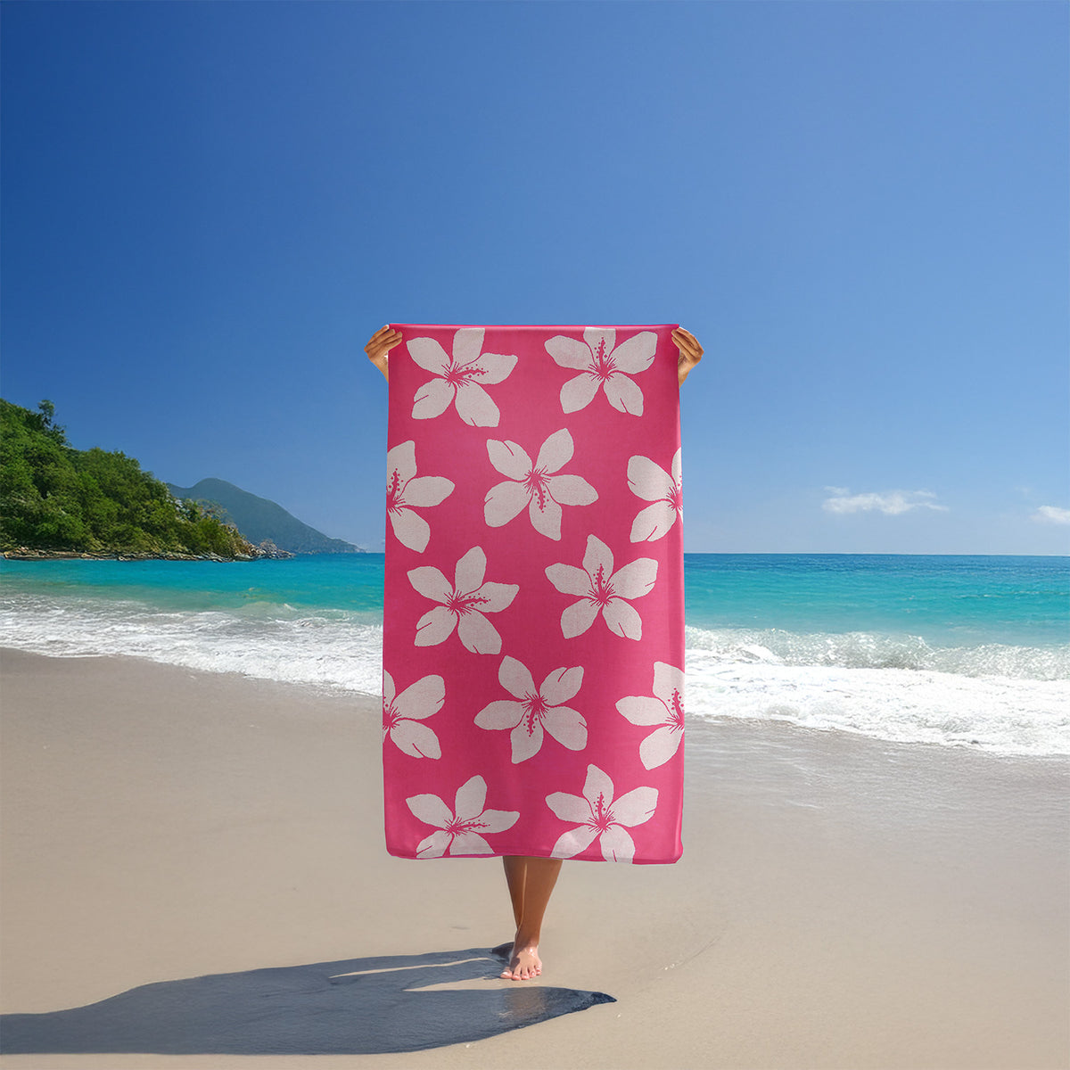 Serviette de plage éponge velours jacquard Flora 90x170 cm Taille L