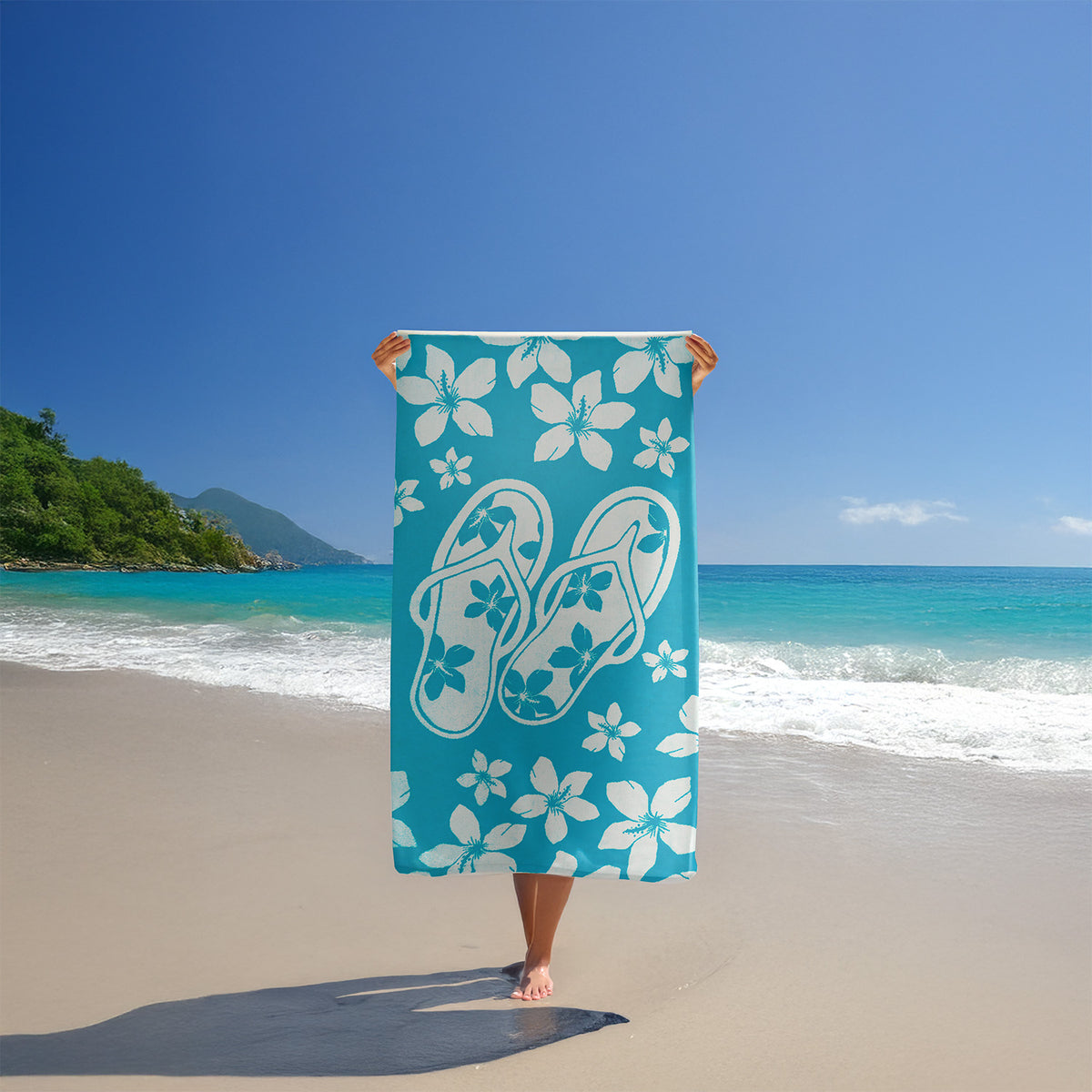 Serviette de plage éponge velours jacquard Milos taille L