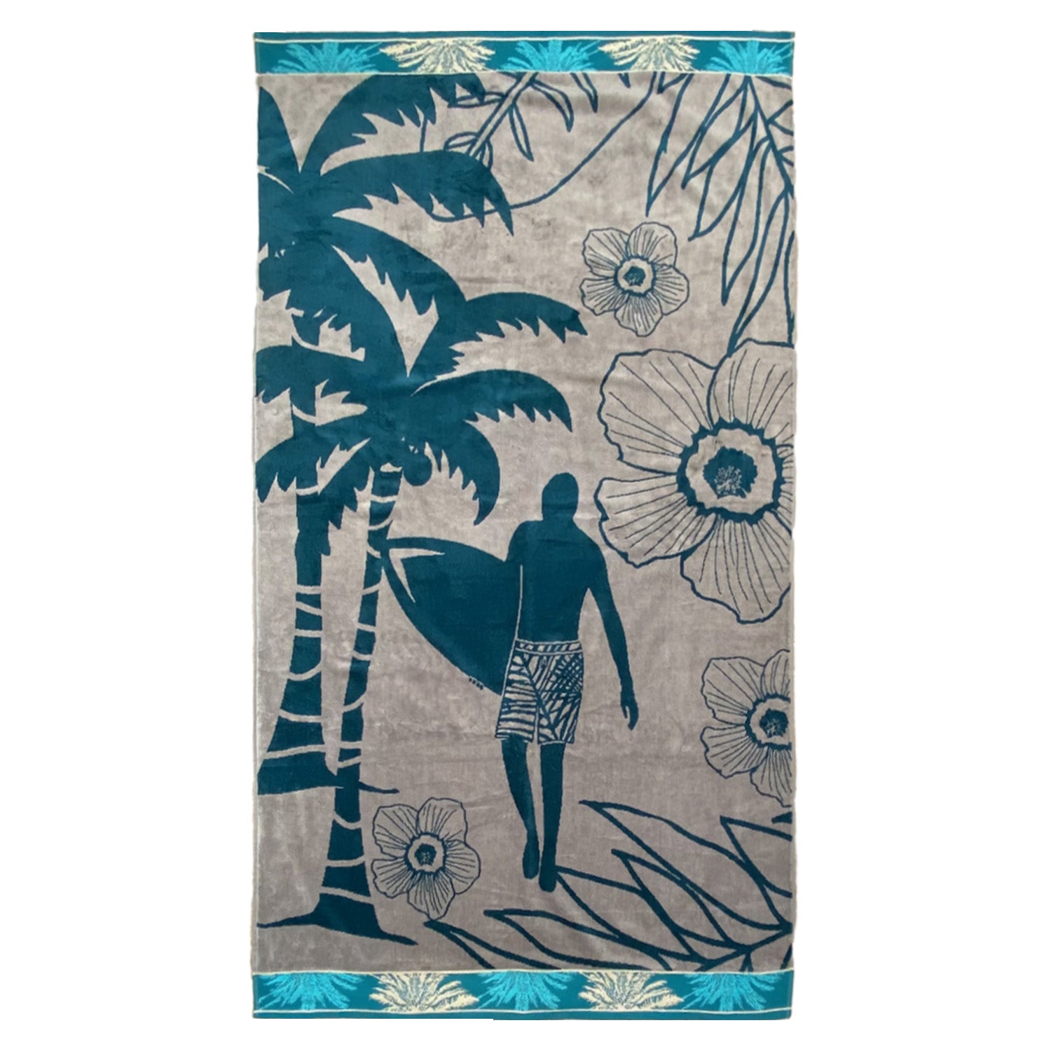 Serviette de plage éponge velours jacquard Dixon 100x175cm