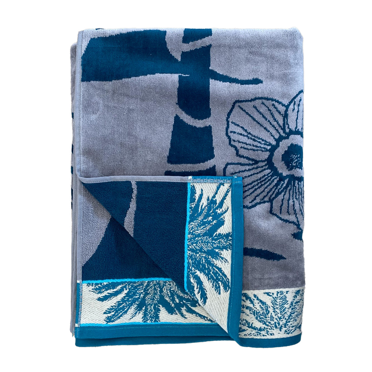 Serviette de plage éponge velours jacquard Dixon 100x175cm