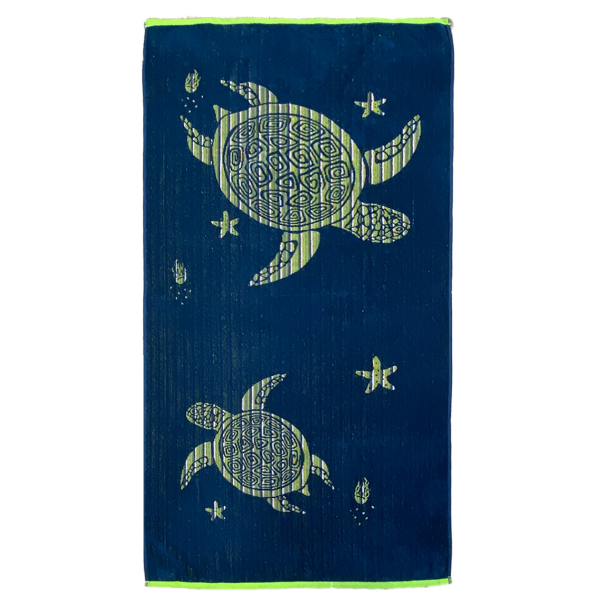 Serviette de plage éponge velours jacquard HESPERIA bleu canard  taille M