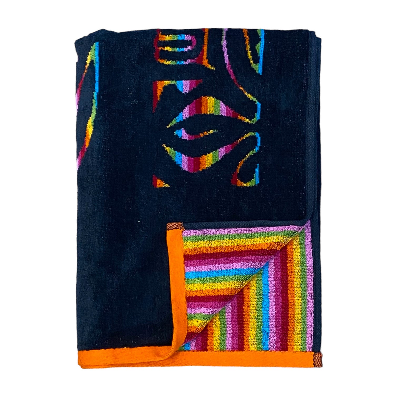 Serviette de plage éponge velours jacquard MASKI noir  taille M