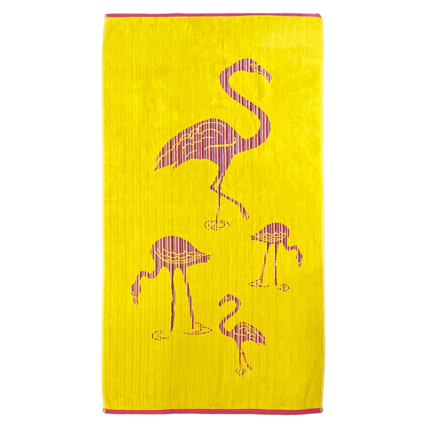 Serviette de plage éponge velours jacquard RIALTO jaune  taille M