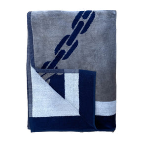 Serviette de plage éponge velours jacquard Yatch club 95x175cm