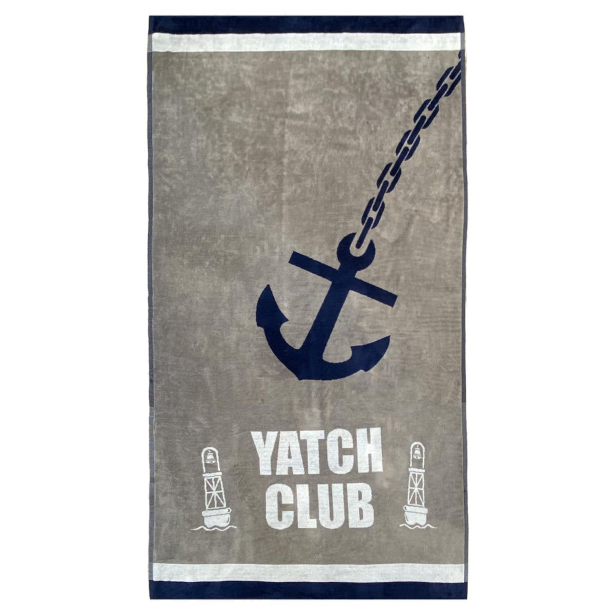 Serviette de plage éponge velours jacquard Yatch club 95x175cm