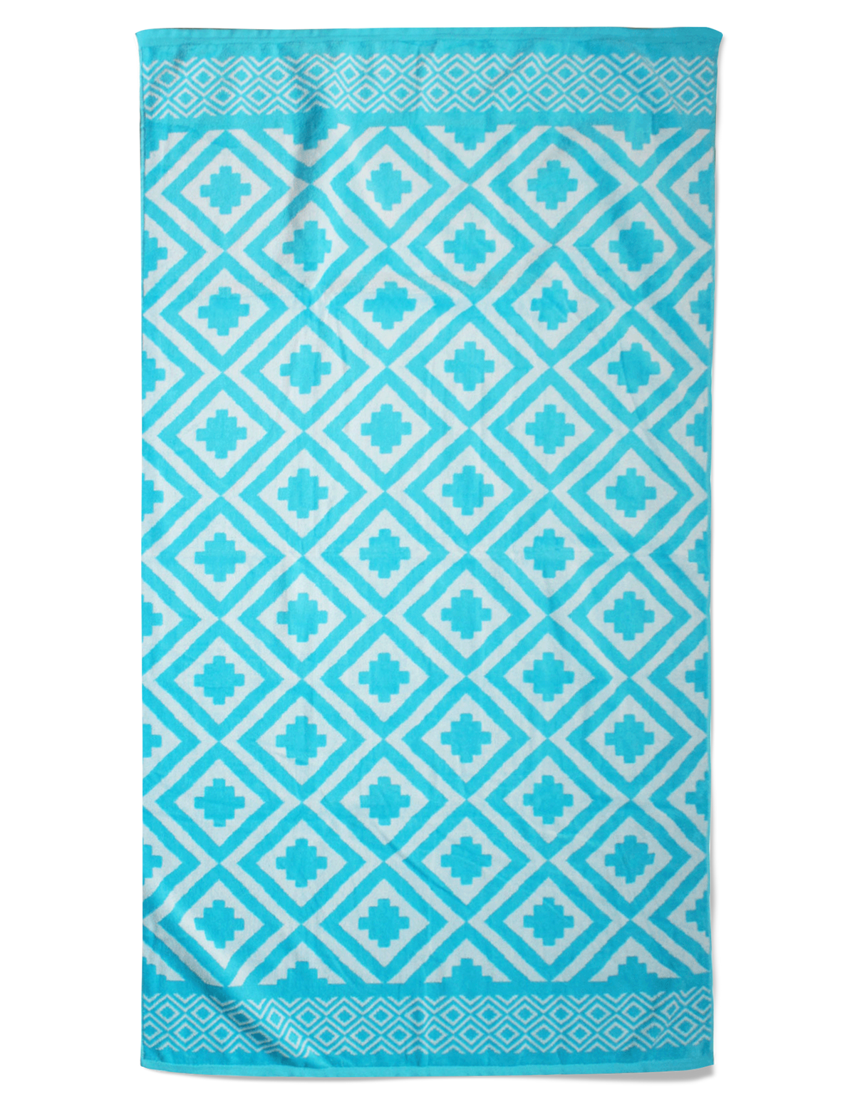 Serviette de plage éponge velours jacquard Mykonos Turquoise