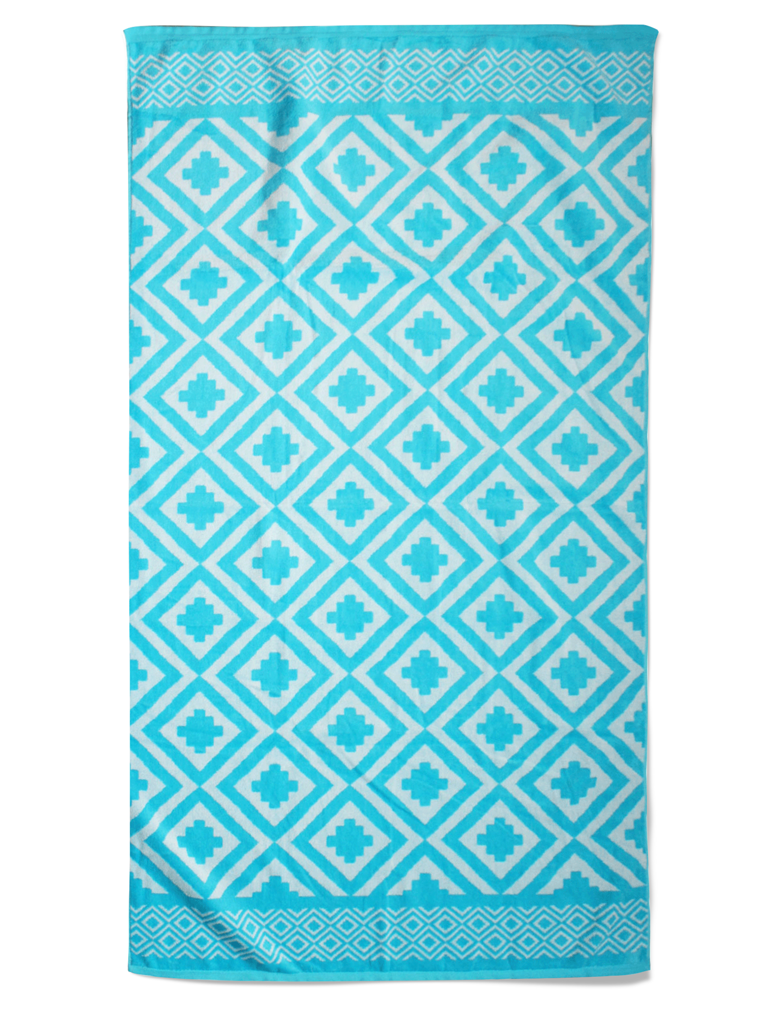 Serviette de plage éponge velours jacquard Mykonos Turquoise