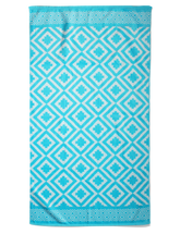 Serviette de plage éponge velours jacquard Mykonos Turquoise