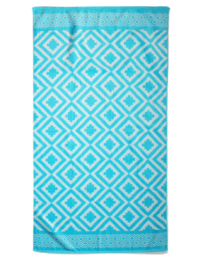 Serviette de plage éponge velours jacquard Mykonos Turquoise