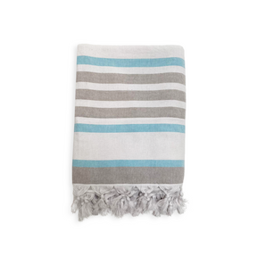 Fouta coton doublée éponge Latigo Gris Bleu