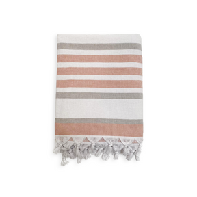 Fouta coton doublée éponge Latigo Gris Marron