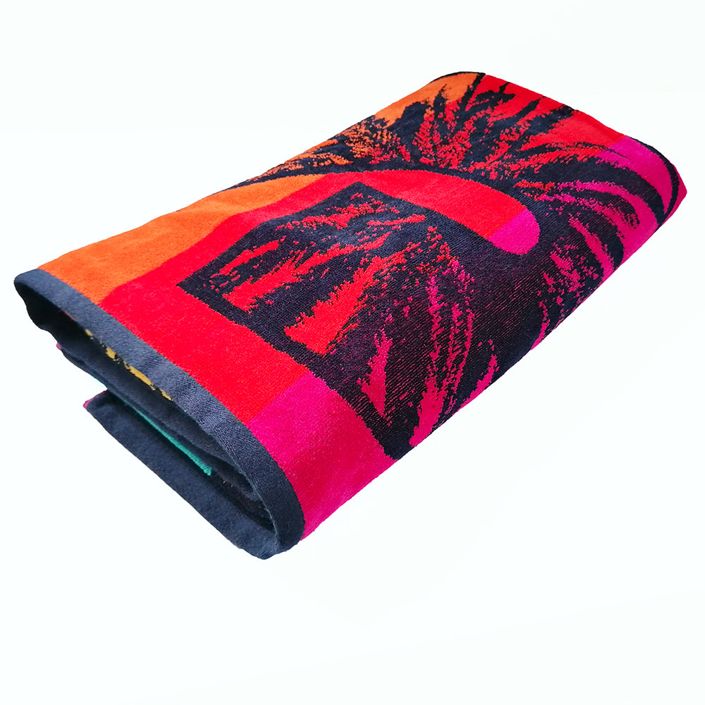 Serviette de plage éponge velours jacquard Kymata