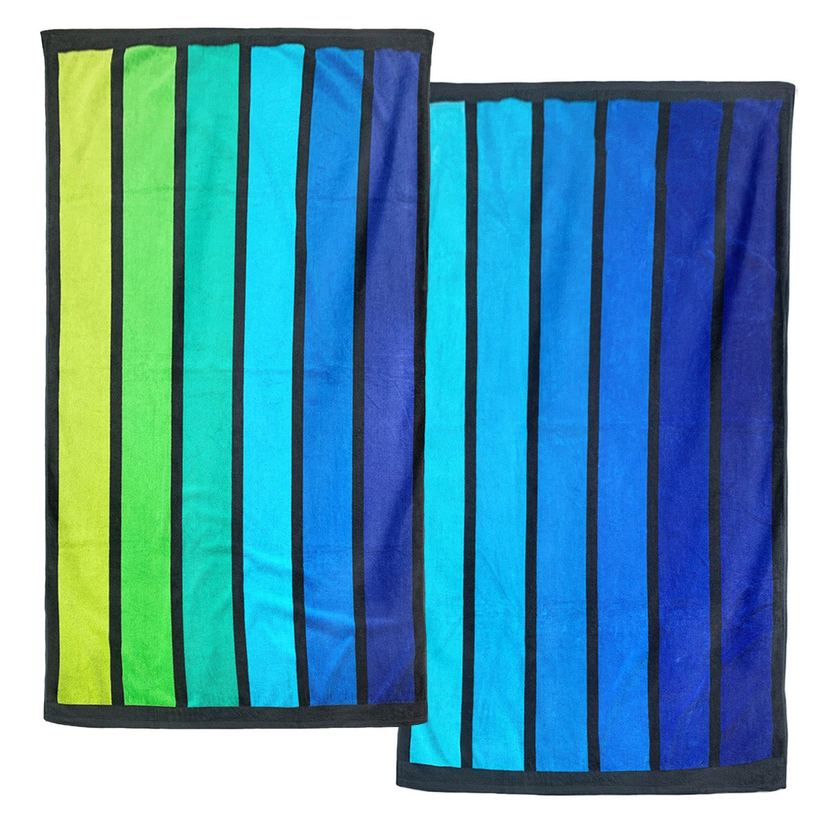 Pack  deux Serviettes de plage Happy coloris dégradés bleus 100x 175cm