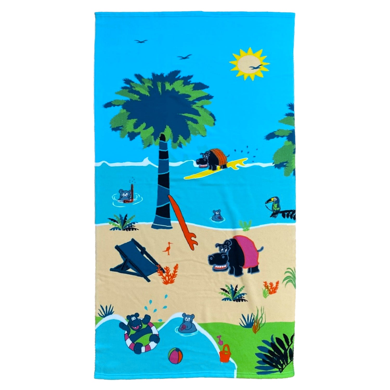 Serviette de plage ENFANT Hippo  Microfibre 100% polyester